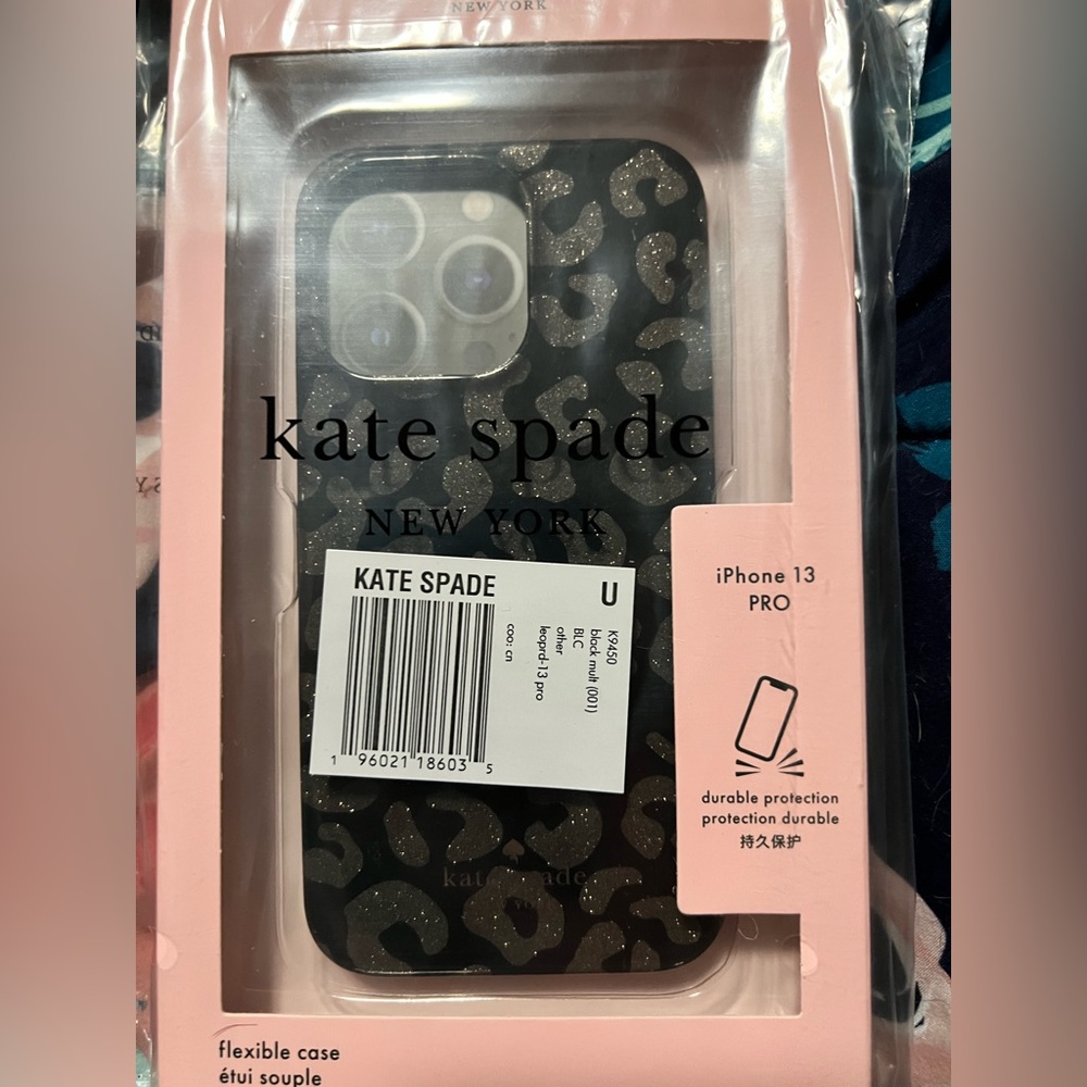 black glitter Kate Spade iPhone 13 Pro case